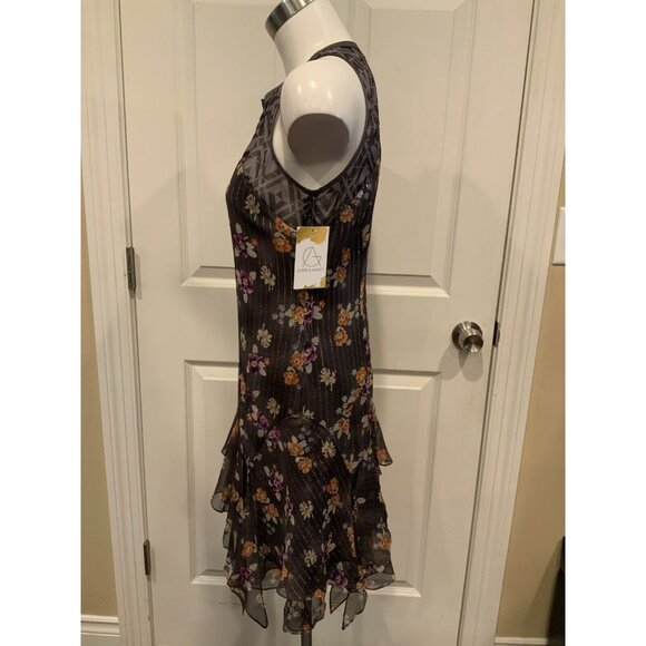 Rebecca Taylor Gray & Multicolor Floral & Geometric Patterned Dress, Size 0 (US) - Picture 5 of 9